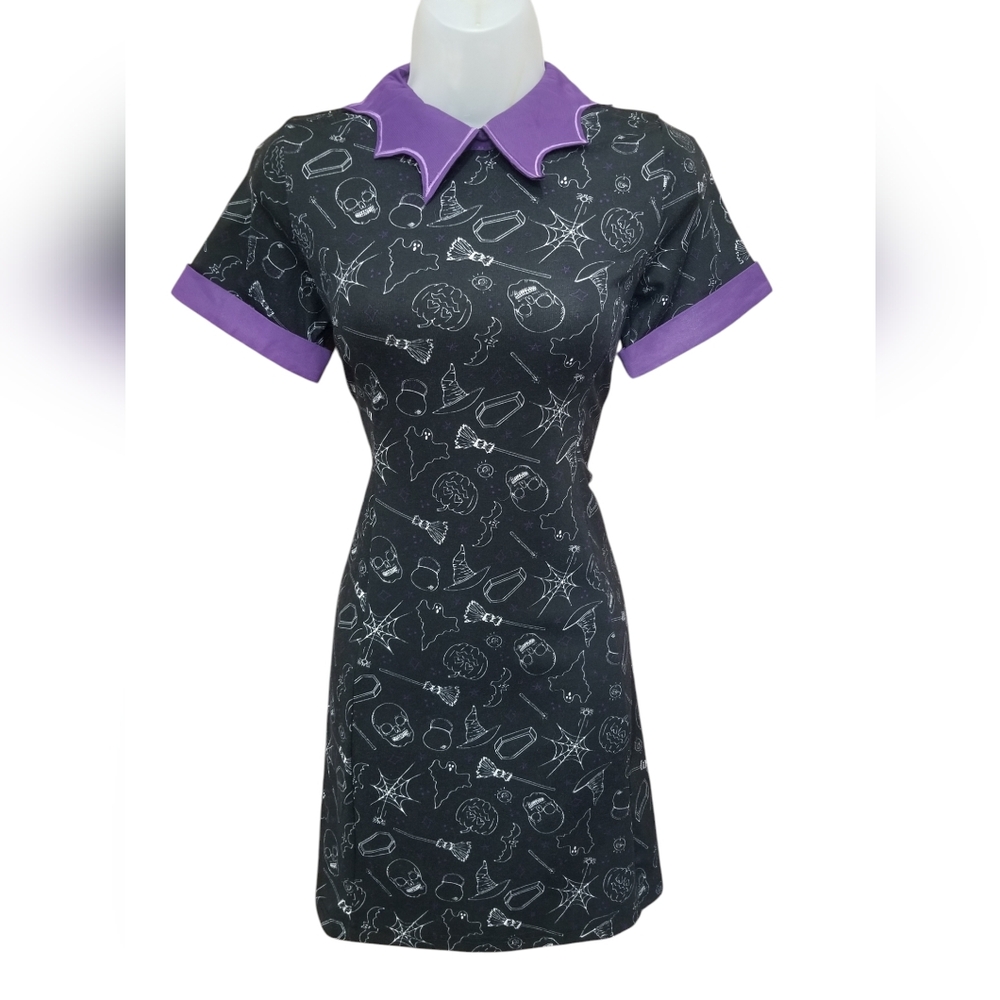 Spirit Graphic Print Preppy Goth Collared Dress NWOT